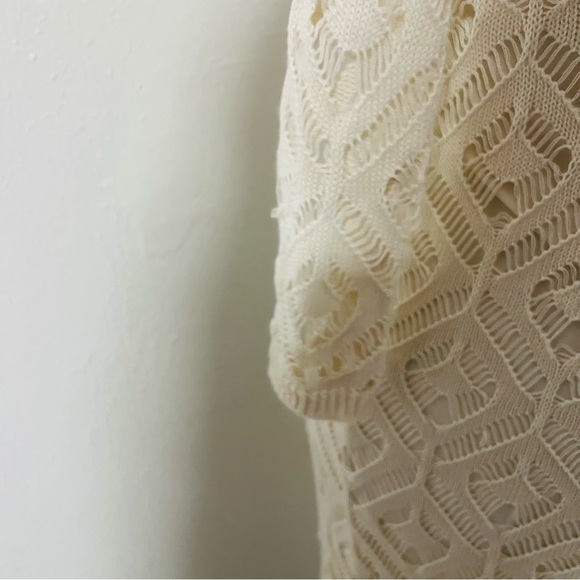 Freshman Small Women Crochet Line Cream Long Sleeve Sheath Dress Resort Wear NWT - Picture 3 of 12